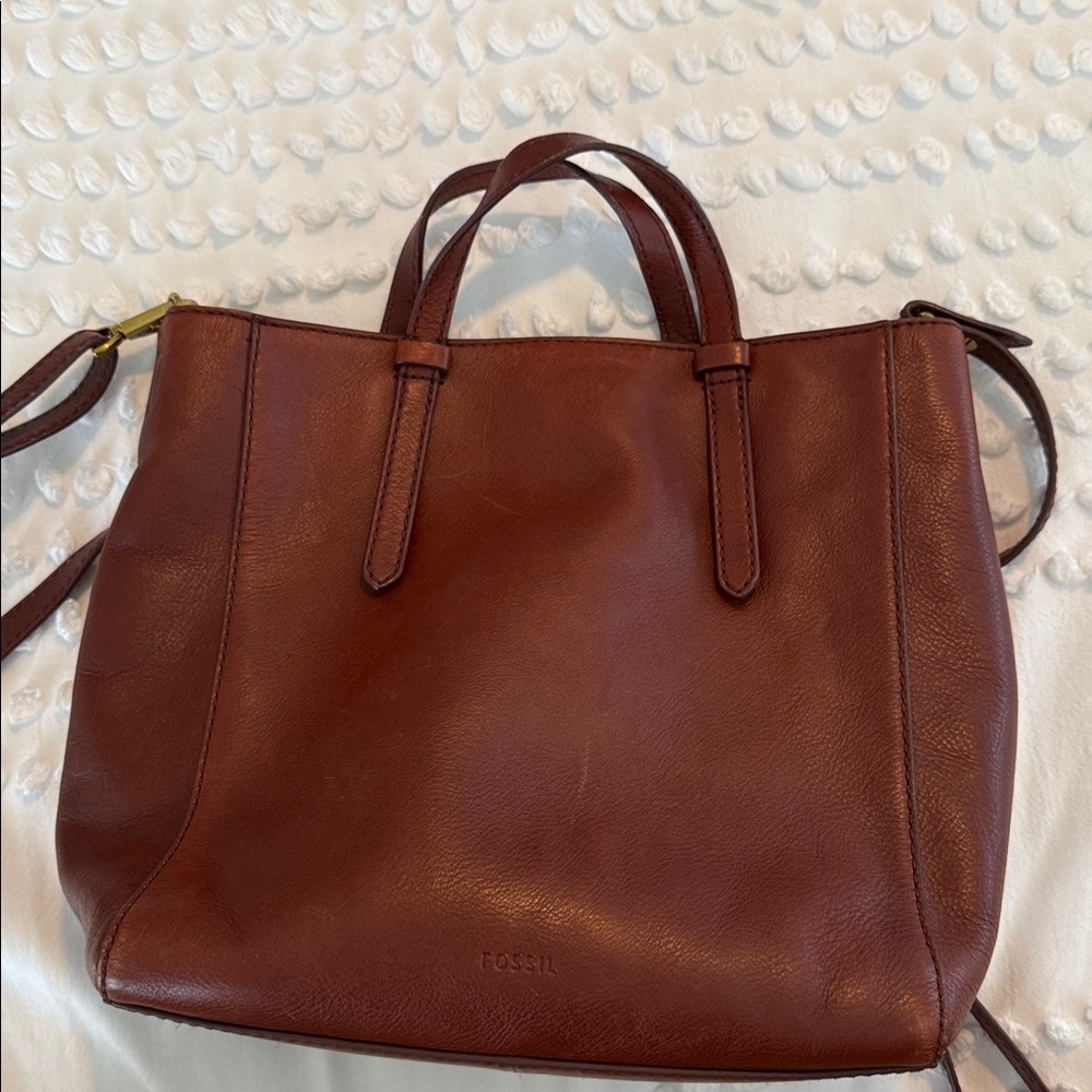 Fossil Brown Leather Backpack Tote Bag